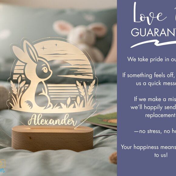 Personalized Bunny Night Light – Custom LED Nursery & Toddler Decor - Picture 6 of 8